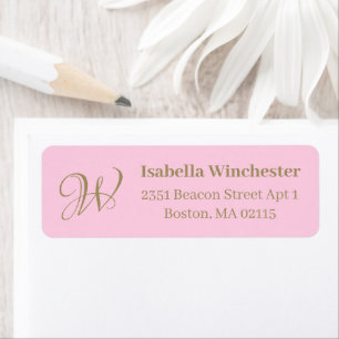 Breast cancer awareness pink gold elegant monogram label