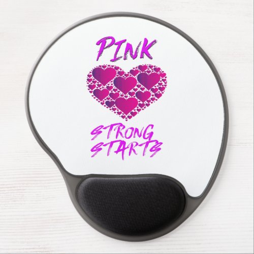 Breast Cancer Awareness Pink Hearts Strong Start Gel Mouse Pad