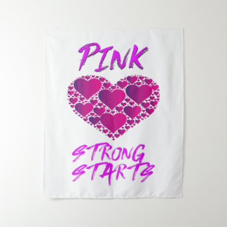 Breast Cancer Awareness: Pink Hearts, Strong Start Tapestry