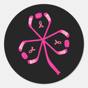 Breast Cancer Awareness Pink Hockey Stick For Men Classic Round Sticker