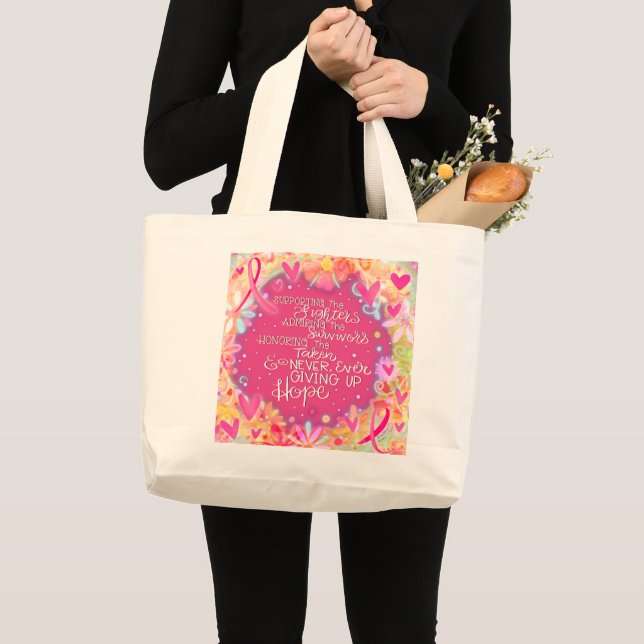 Breast Cancer Awareness Pink Inspirivity Tote Bag (Front (Product))