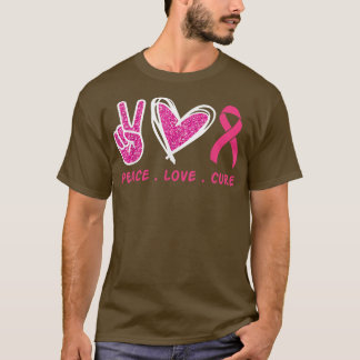 Breast Cancer Awareness Pink Peace Love Cure Faith T-Shirt
