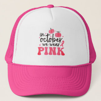 Breast Cancer Awareness Pink Pumpkin Trucker Hat