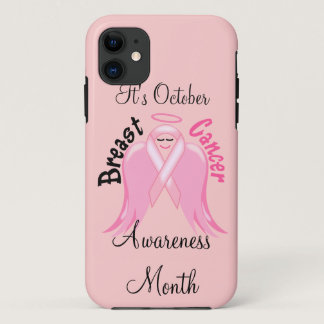 Breast Cancer Awareness - Pink Ribbon Angel iPhone 11 Case