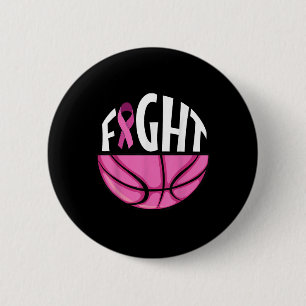 Breast Cancer Awareness Pink Ribbon Basketball Tea Button