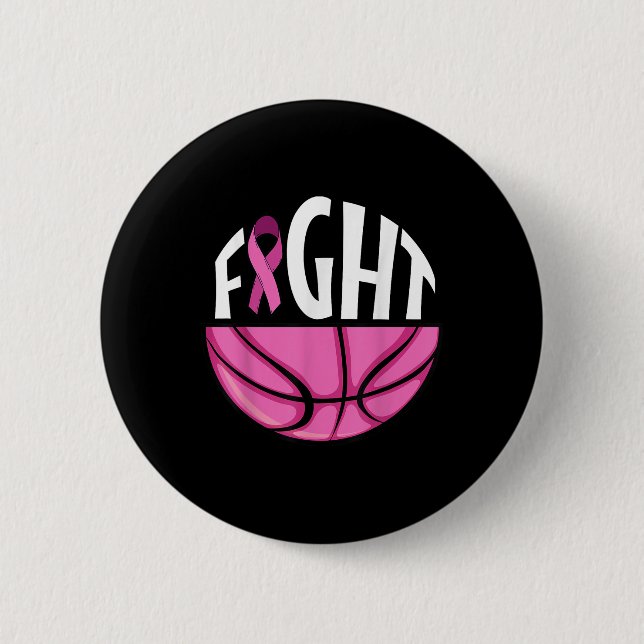 Breast Cancer Awareness Pink Ribbon Basketball Tea Button (Front)