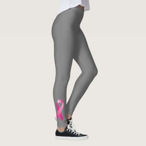 Breast Cancer Awareness Pink Ribbon Black Leggings