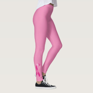 Breast Cancer Awareness Pink Ribbon Black Leggings