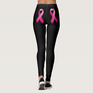 Breast Cancer Awareness Pink Ribbon Black Leggings