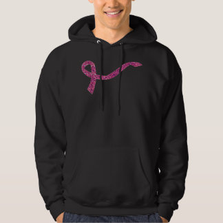 Breast Cancer Awareness Pink Ribbon Bling Glitter  Hoodie