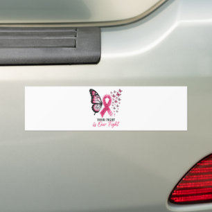 Breast Cancer Awareness Pink Ribbon Butterfly Bumper Sticker