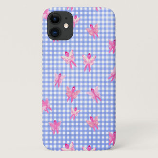 Breast Cancer Awareness pink ribbon butterfly iPhone 11 Case