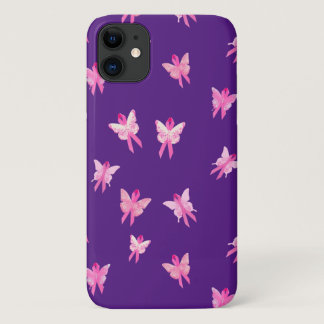 Breast Cancer Awareness pink ribbon butterfly iPhone 11 Case