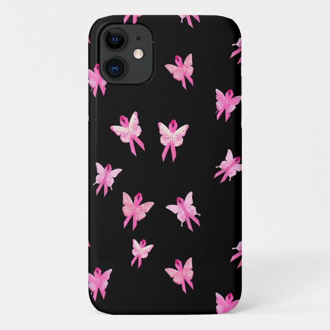 Breast Cancer Awareness pink ribbon butterfly Case-Mate iPhone Case (Back)