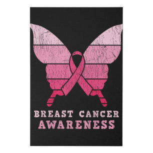 Breast Cancer Awareness Pink Ribbon Butterfly Gift Faux Canvas Print