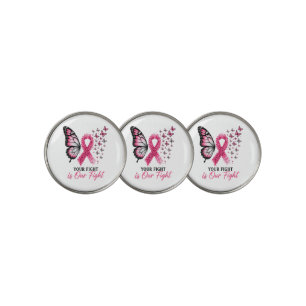 Breast Cancer Awareness Pink Ribbon Butterfly Golf Ball Marker