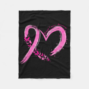 Breast Cancer Awareness Pink Ribbon Butterfly Supp Fleece Blanket