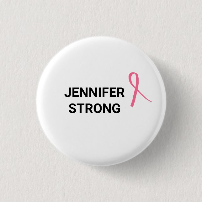 Breast Cancer Awareness Pink Ribbon Button (Front)