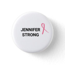 Breast Cancer Awareness Pink Ribbon Button