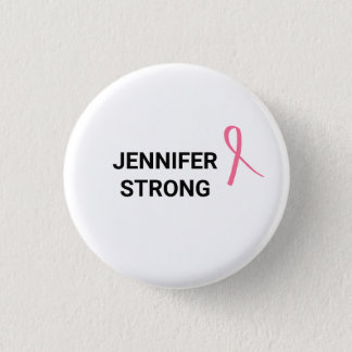 Breast Cancer Awareness Pink Ribbon Button