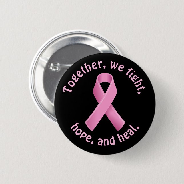 Breast Cancer Awareness Pink Ribbon Button (Front & Back)