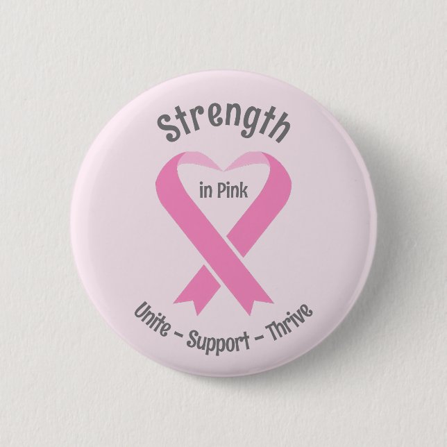 Breast Cancer Awareness Pink Ribbon Button (Front)