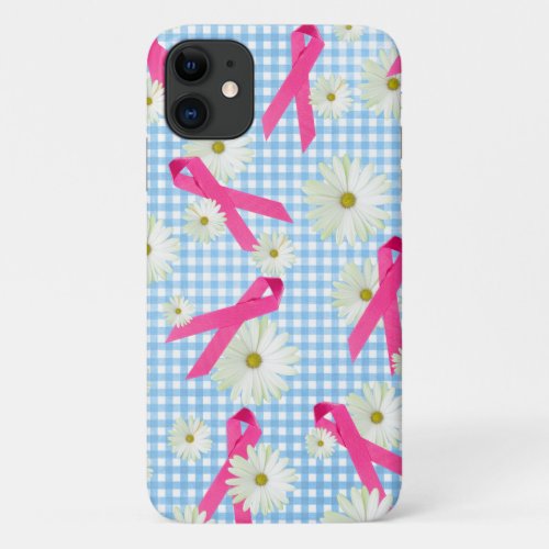 Breast Cancer Awareness pink ribbon iPhone 11 Case