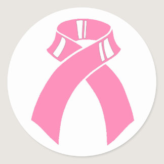 Breast Cancer Awareness pink ribbon Classic Round Sticker