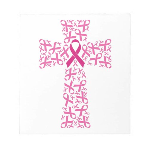 Breast Cancer Awareness Pink Ribbon Cross  Notepad