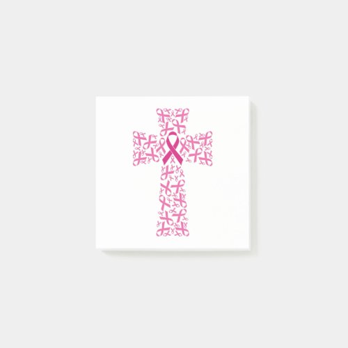 Breast Cancer Awareness Pink Ribbon Cross  Post_it Notes