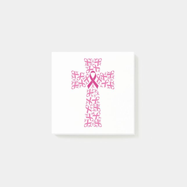 Breast Cancer Awareness Pink Ribbon Cross  Post-it Notes (Front)