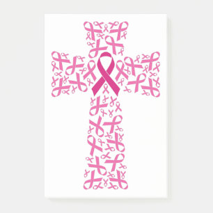 Breast Cancer Awareness Pink Ribbon Cross Post-it Notes