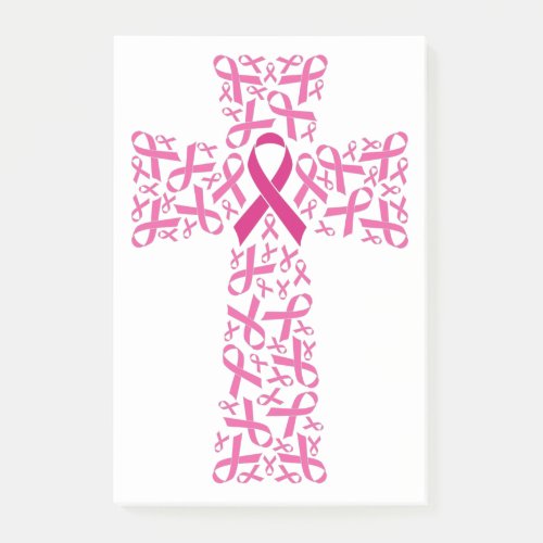 Breast Cancer Awareness Pink Ribbon Cross Post_it Notes