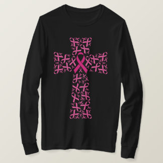 Breast Cancer Awareness Pink Ribbon Cross  T-Shirt