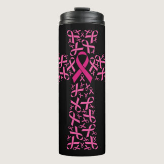 Breast Cancer Awareness Pink Ribbon Cross  Thermal Tumbler