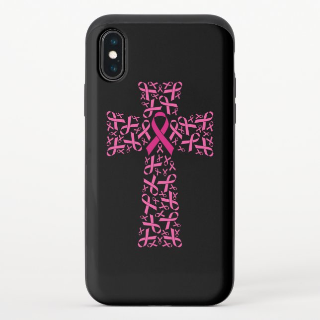 Breast Cancer Awareness Pink Ribbon Cross  Uncommon iPhone Case (Back)