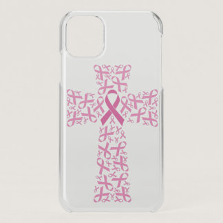 Breast Cancer Awareness Pink Ribbon Cross  iPhone 11 Case