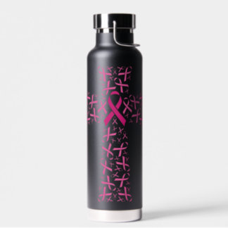 Breast Cancer Awareness Pink Ribbon Cross Water Bottle