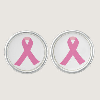 Breast cancer awareness pink ribbon cufflinks