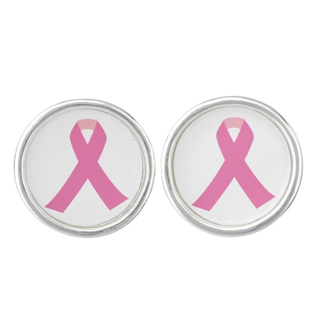 Breast cancer awareness pink ribbon cufflinks (Front)