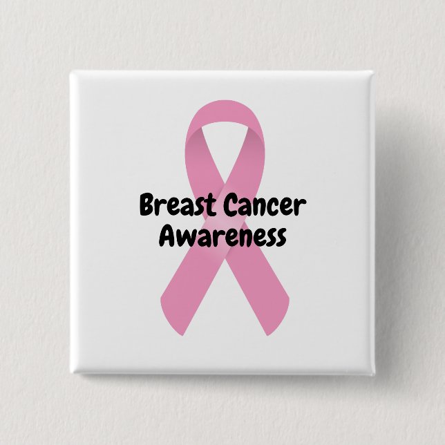 Breast cancer Awareness Pink Ribbon Custom Message Button (Front)