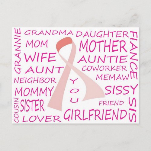 BREAST CANCER AWARENESS PINK RIBBON DESIGN POSTCARD