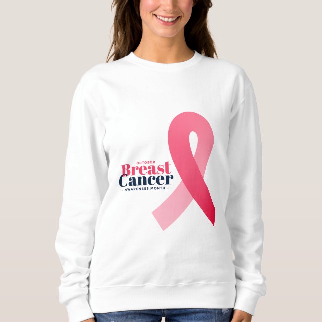Breast Cancer Awareness Pink Ribbon Design Sweatshirt (Front)