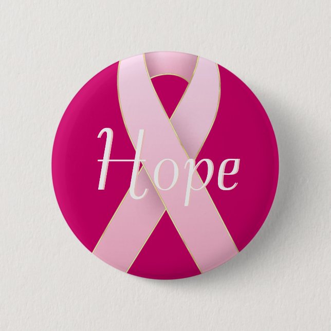 Breast Cancer Awareness Pink Ribbon Designs Button (Front)
