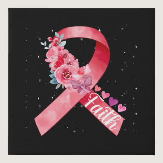 Breast Cancer Awareness Pink Ribbon Faux Canvas Print