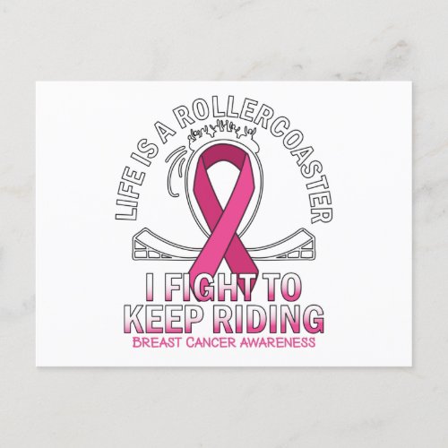 Breast cancer awareness pink ribbon fight cancer postcard