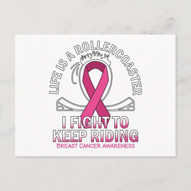 Breast cancer awareness pink ribbon fight cancer postcard (Front)
