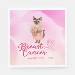 Breast Cancer Awareness Pink ribbon florist themed Napkins