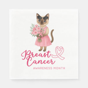 Breast Cancer Awareness Pink ribbon florist themed Napkins