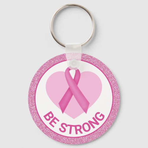 Breast Cancer Awareness Pink Ribbon  Heart Keychain